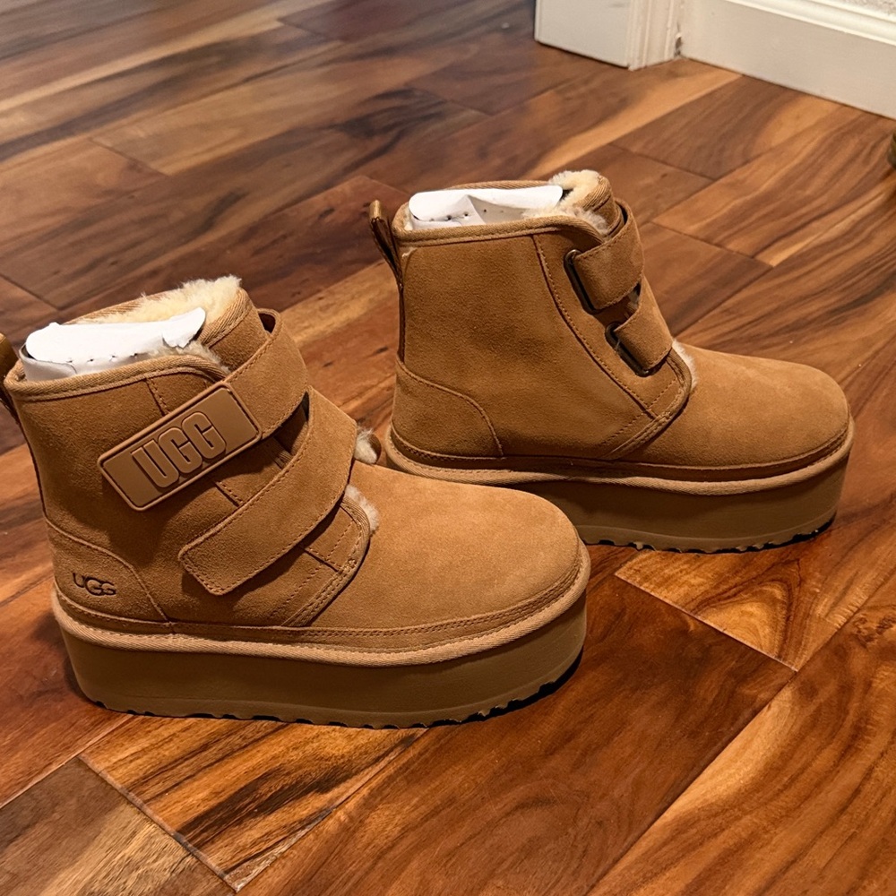 UGG Chestnut Double-Strap Platform Boots